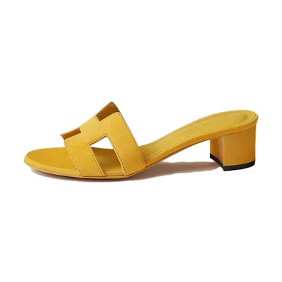 (W) HERMES Oasis 'Yellow Suede' Slides