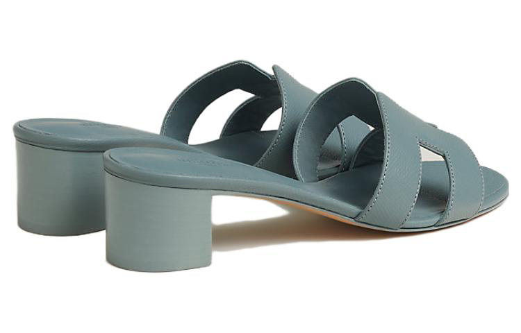 (W) HERMES Oasis Leather 'Fashion Round Toe Slides' Blue 圖 4