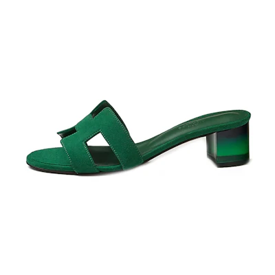 (W) HERMES Oasis Sandal 'Green Leather'
