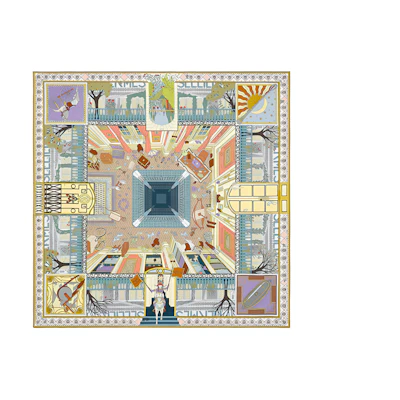 (Women) HERMES Objets de Curiosite Printed Silk Scarf Multicolor for Women. H003757S-05