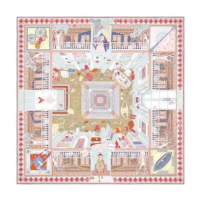 (Women) HERMES Objets de Curiosite Silk Scarf Multicolor Floral Print H003757S 07