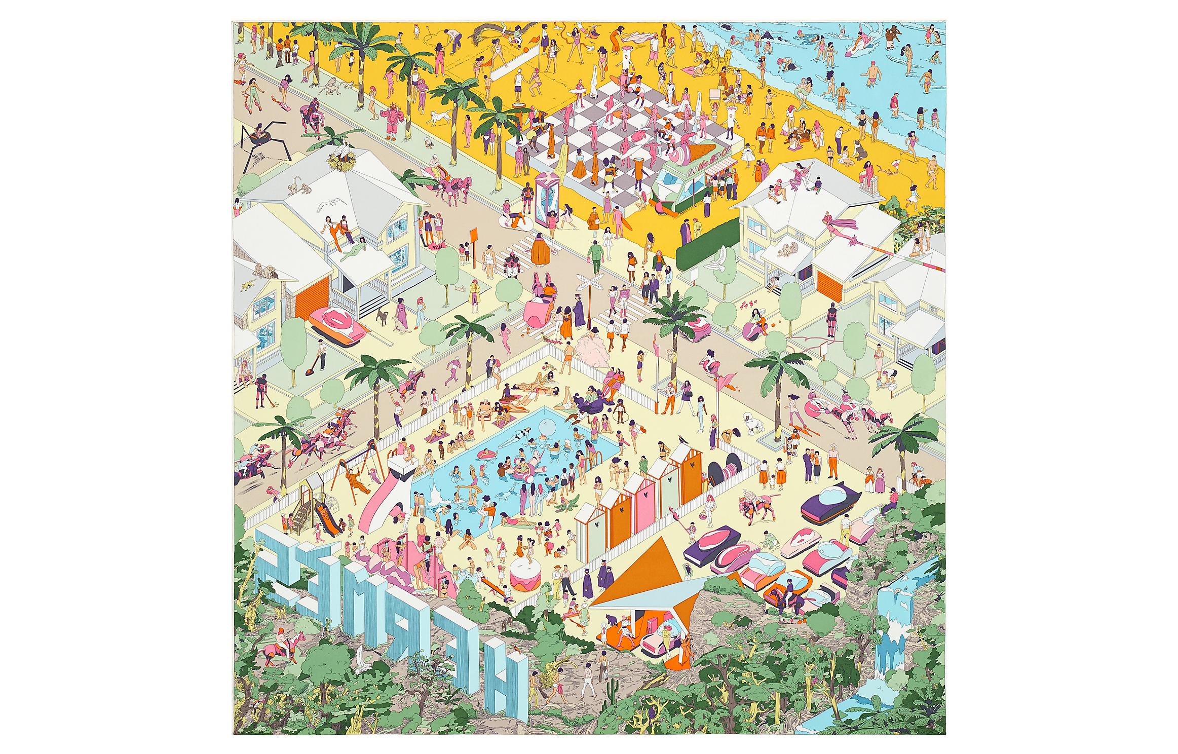 (Women) HERMES On The Beach 90cm Silk Scarf Women Yellow/Multicolor. H003751S-02 圖 2