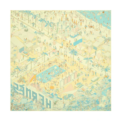 (Women) HERMES On The Beach Scarf Multicolor Silk Scarf. H003751S-08