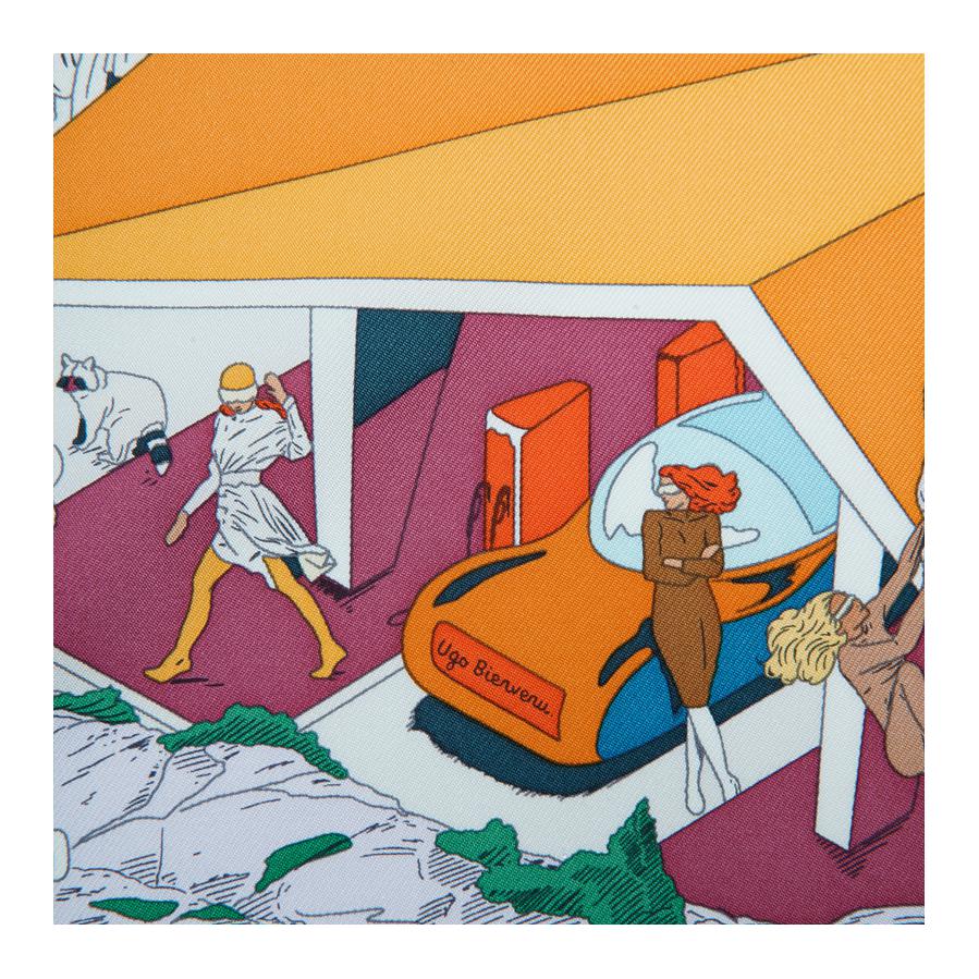 (Women) HERMES On The Beach Silk Twill Scarf for Women - Blue/Orange/Green. H003751S-09 圖 2