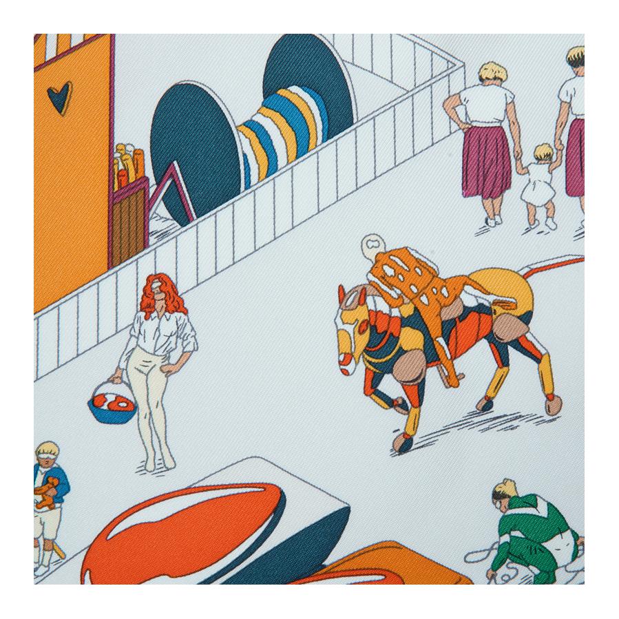 (Women) HERMES On The Beach Silk Twill Scarf for Women - Blue/Orange/Green. H003751S-09 圖 3