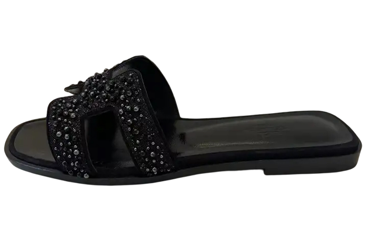(Women) HERMES Open-Toe Slide 'Black Fashion' 192000Z-02
