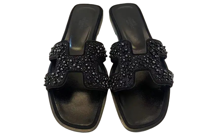 Shop (W) HERMES Sandalia Abierta 'Moda Negra' 192000Z-02