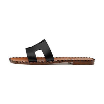 (W) HERMES Oran 'Black Brown Woven'