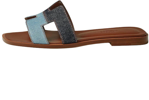 (Women) HERMES Oran Blue Leather Open-Toe Slide Sandals H242202Z 49 Buy (Women) HERMES Oran Blue Leather Open-Toe Slide Sandals H242202Z 49