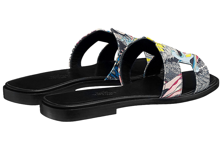 (W) HERMES Oran Calfskin Sandals 'Black Print' 圖 4