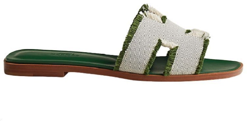 (Women) HERMES Oran Canvas Flat Sandal 'Green Fashion' H231095Z-V1 Order (Women) HERMES Oran Canvas Flat Sandal 'Green Fashion' H231095Z-V1