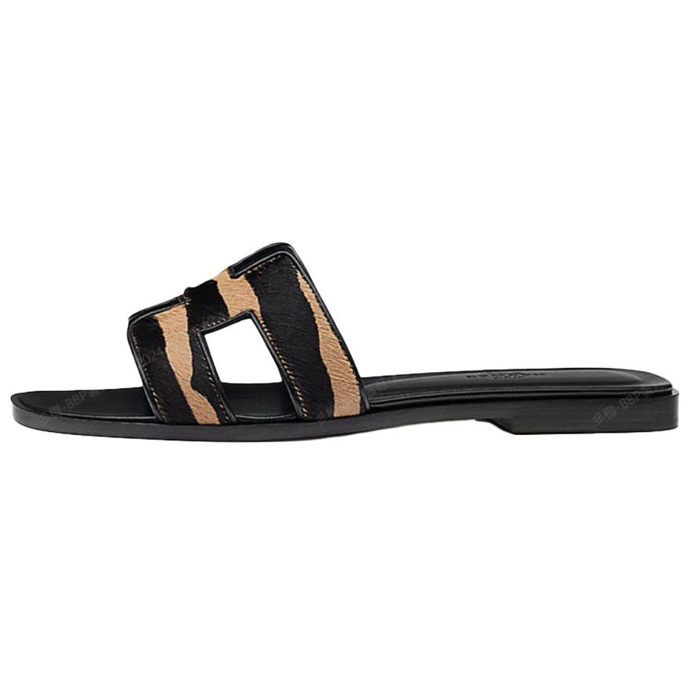 (Women) HERMES Oran Fashion Slides Black Brown H212177Z 03