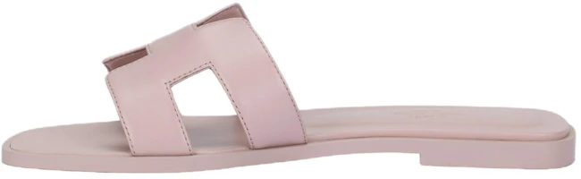 (Women) HERMES Oran Rose Pink Calfskin Open-Toe Slide Sandals for Women. H202230Z CG (Women) HERMES Oran Rose Pink Calfskin Open-Toe Slide Sandals for Women. H202230Z CG