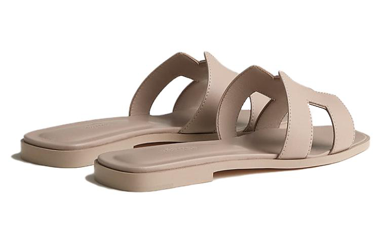 Shop HERMES愛馬仕 小牛皮 時尚涼拖 女款 米色