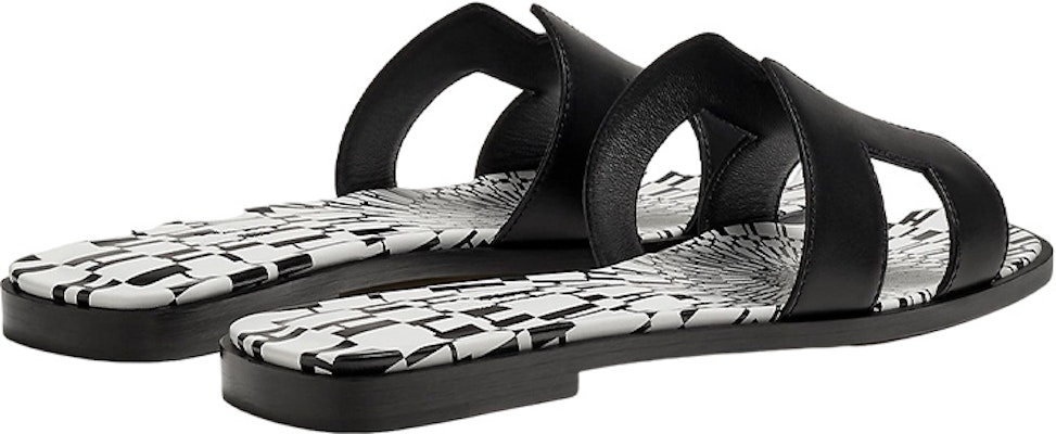 HERMES愛馬仕 Oran 小牛皮 平跟套腳 時尚涼拖 女款 黑白 Lookbook HERMES愛馬仕 Oran 小牛皮 平跟套腳 時尚涼拖 女款 黑白