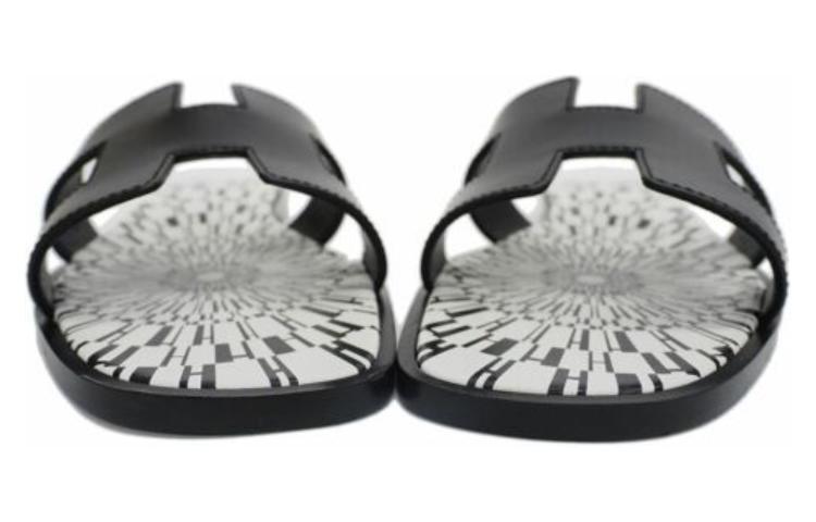 Purchase HERMES愛馬仕 Oran 小牛皮 平跟套腳 時尚涼拖 女款 黑白