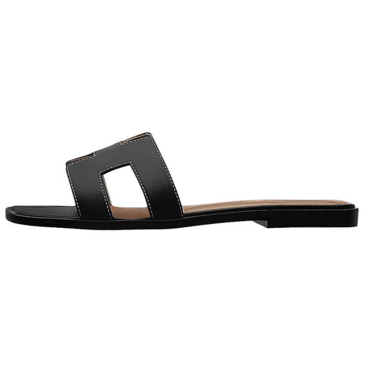 (Women) HERMES Oran Sandal 'Black Brown' H021056Z-01