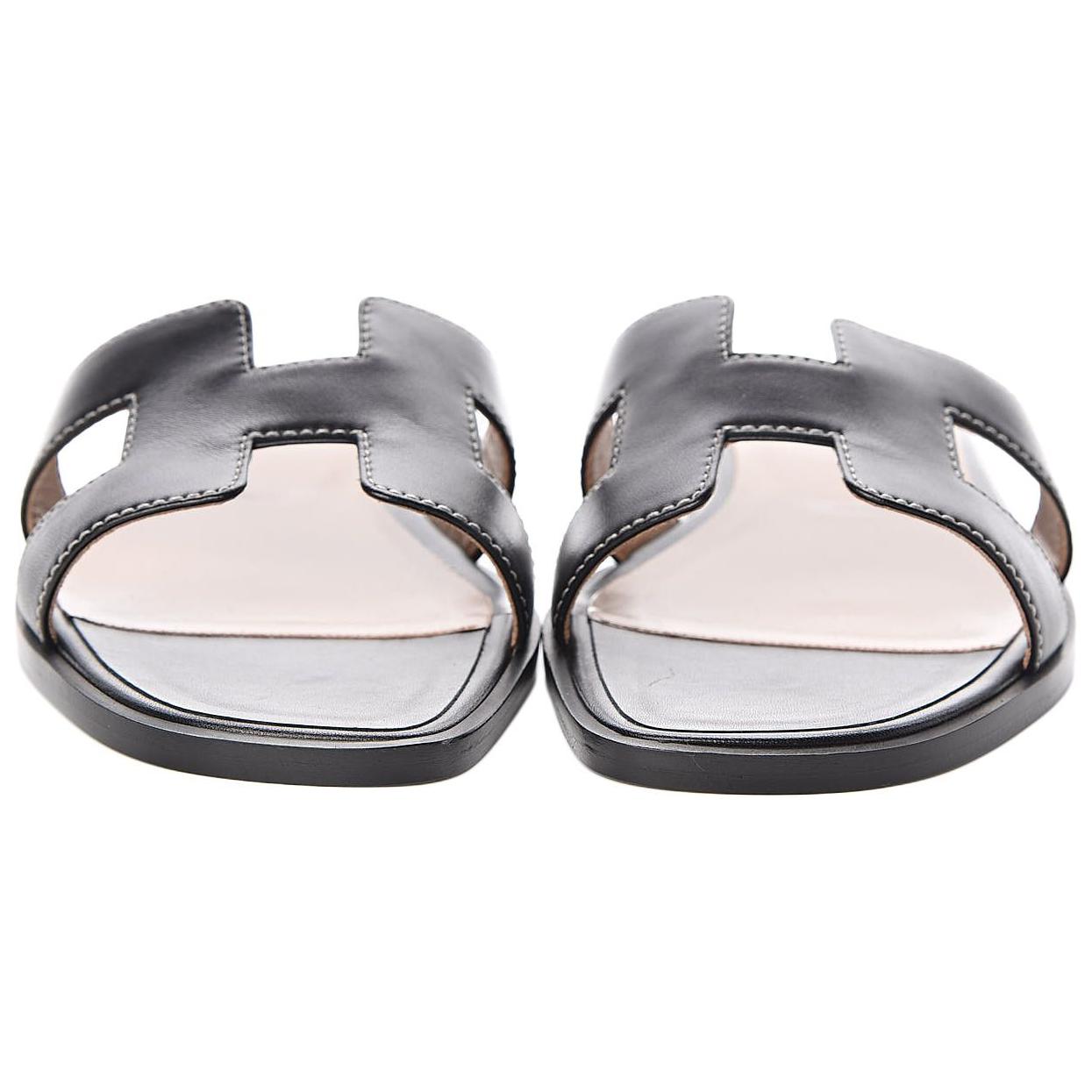 Purchase (W) Sandalias HERMES Oran 'Negro Marrón' H021056Z-01