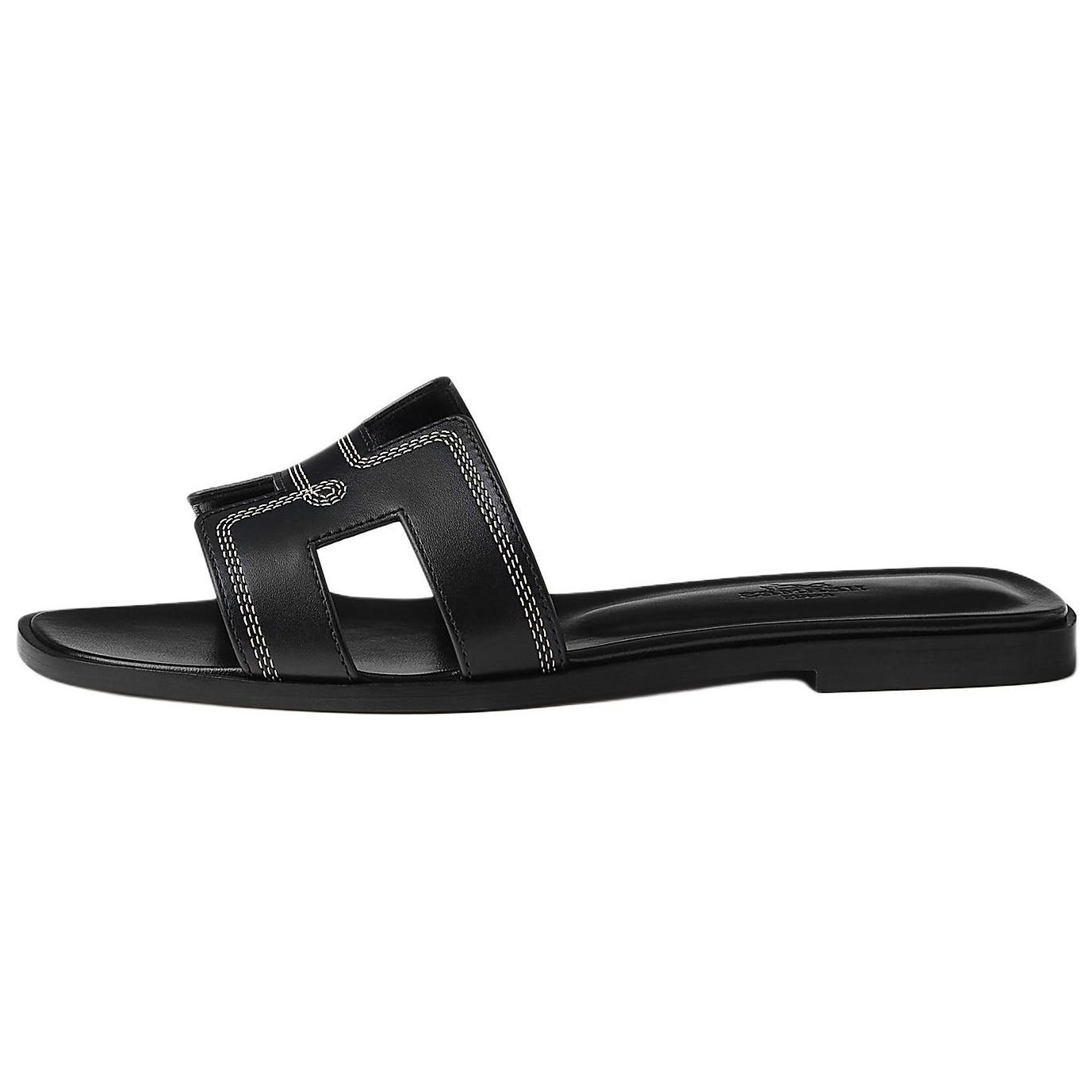 (W) HERMES Oran Sandal 'Black Leather'