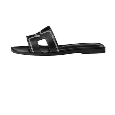 (W) HERMES Oran Sandal 'Black Leather'