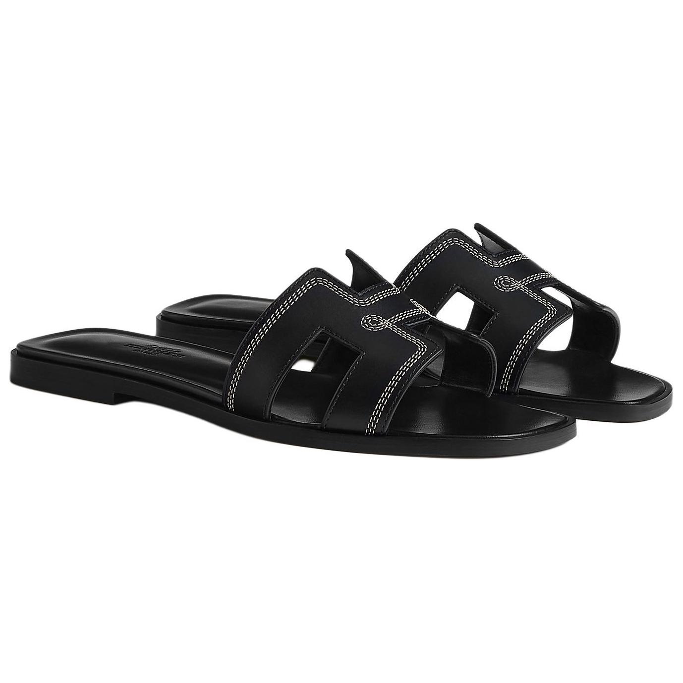 (W) HERMES Oran Sandal 'Black Leather' 圖 3