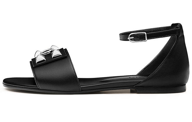 (W) HERMES Oran Sandal 'Black Palladium'