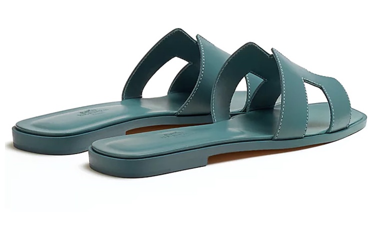 Purchase HERMES愛馬仕 Oran 小牛皮 舒適套穿 時尚拖鞋 女款 藍色