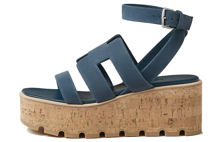 (W) HERMES Oran Sandal 'Blue Havane'