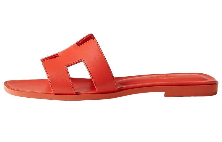 Buy HERMES 愛馬仕 Oran 小牛皮 套腳 時尚涼拖 女款 紅色