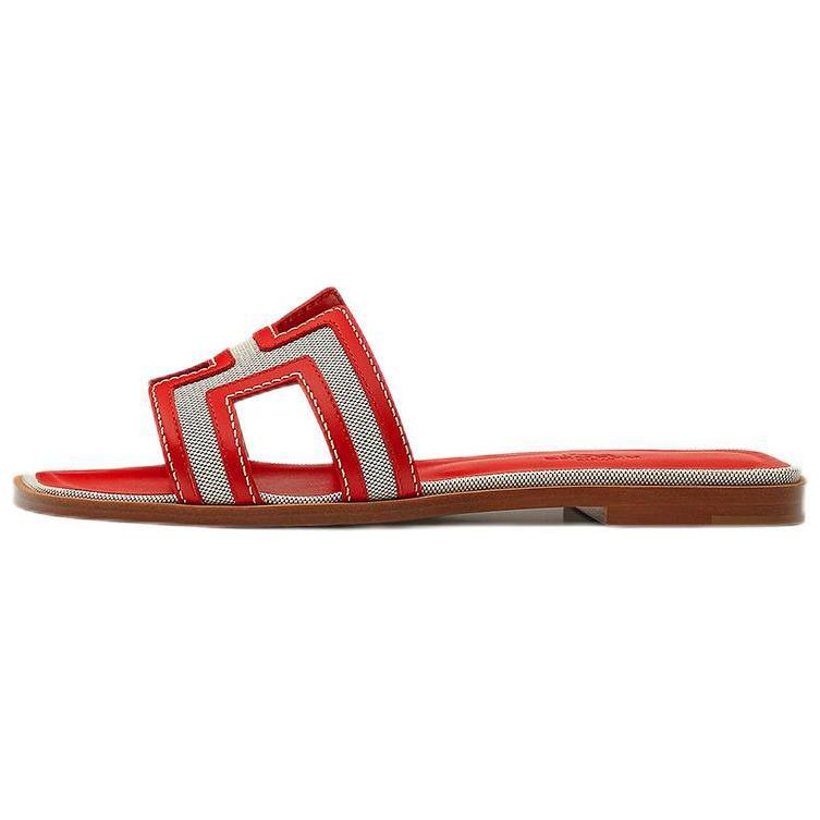 (Women) HERMES Oran Sandal 'Red Canvas' H221106Z-8K