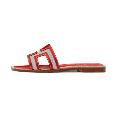 (W) HERMES Oran Sandal 'Red Canvas'