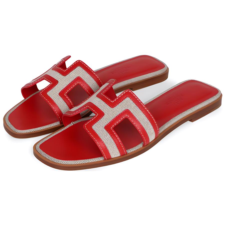 (W) HERMES Oran Sandal 'Red Canvas' 圖 2