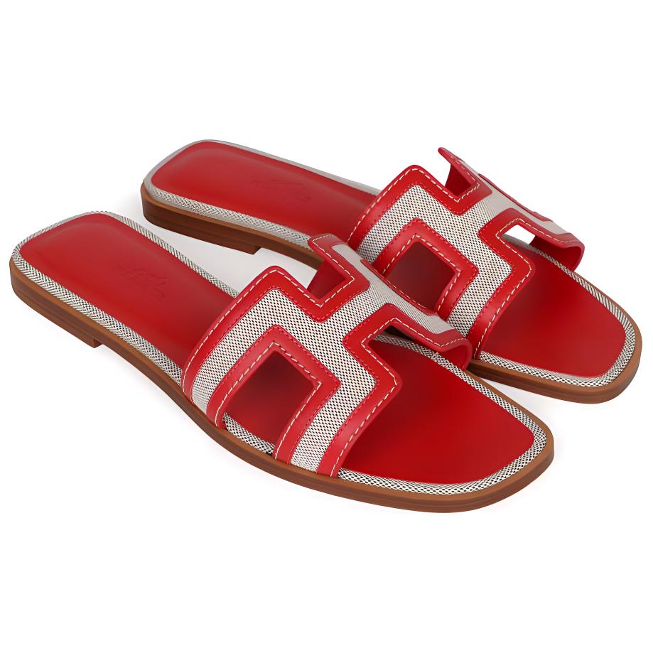 (W) HERMES Oran Sandal 'Red Canvas' 圖 3
