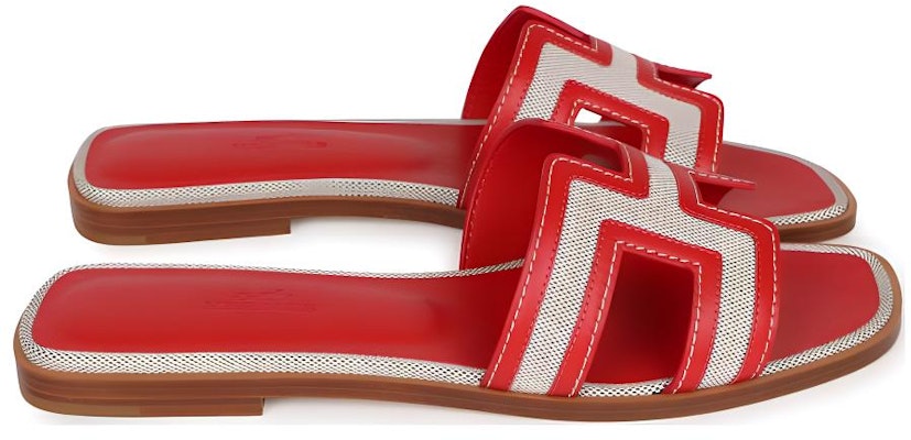 (Women) HERMES Oran Sandal 'Red Canvas' H221106Z-8K Shop (Women) HERMES Oran Sandal 'Red Canvas' H221106Z-8K