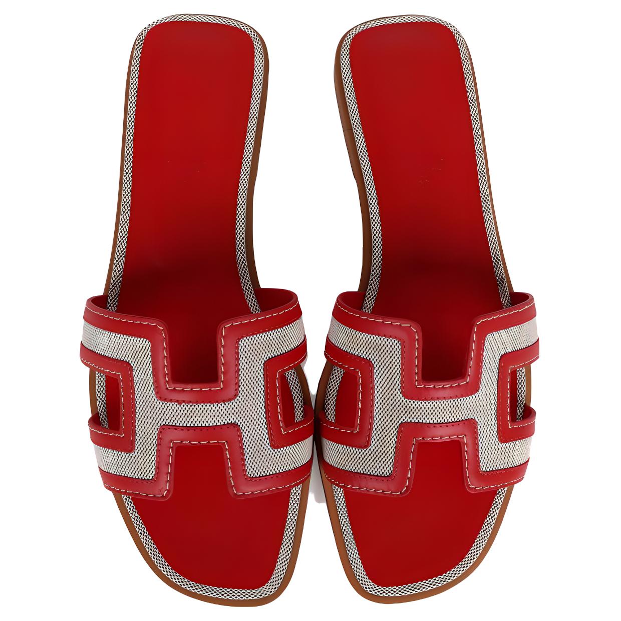 (W) HERMES Oran Sandal 'Red Canvas' 圖 5