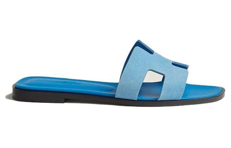 Order HERMES愛馬仕 Oran 皮革百搭舒適一字拖鞋 女款 藍色