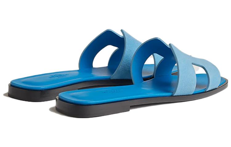 Purchase HERMES愛馬仕 Oran 皮革百搭舒適一字拖鞋 女款 藍色