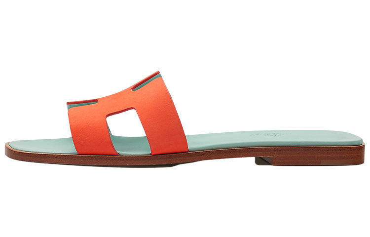 (W) HERMES Oran Sandals 'Orange-Green'