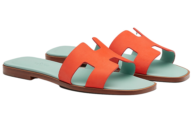 (W) HERMES Oran Sandals 'Orange-Green' 圖 2