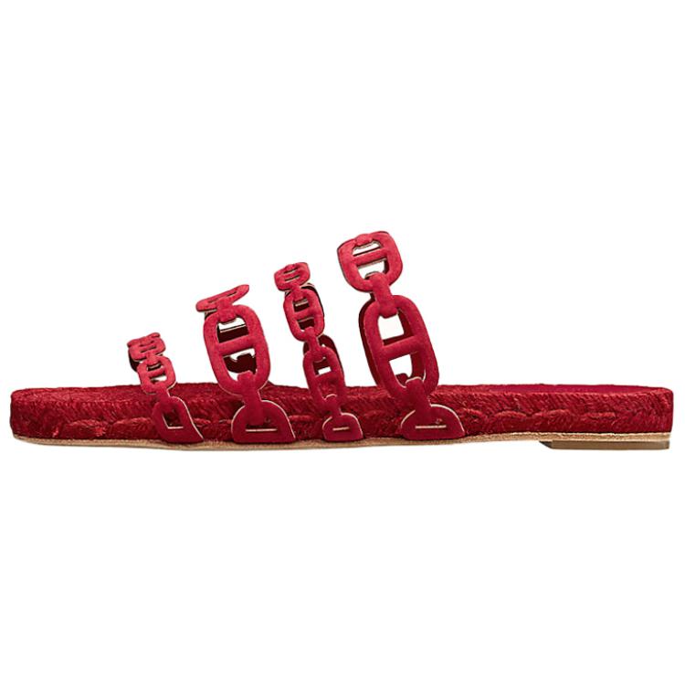 (Women) HERMES Oran Slides 'Red Simple Fashion' H201149Z-9U