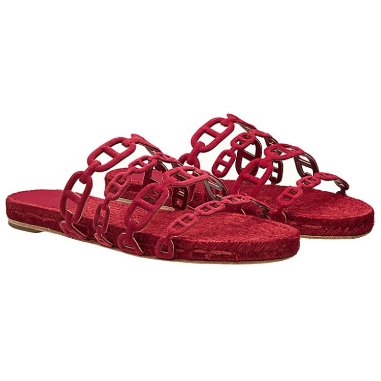 Lookbook (W) HERMES Sandalias Oran 'Rojo Moda Simple' H201149Z-9U