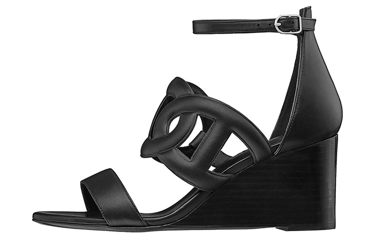 (Women) HERMES Oran Wedge Sandal 'Black' H202184Z-02