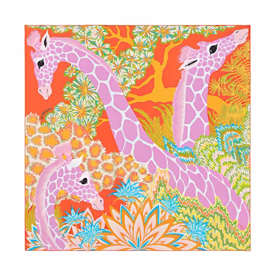 (Women) HERMES Orange Scarf "Les Tres Deesses 90" Silk H003441S-06
