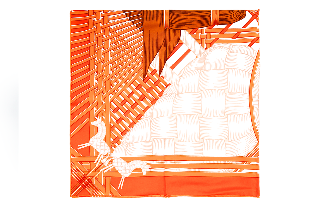 (Women) HERMES Orange Two Horses Silk Scarf for Women. H003684S-04 圖 3