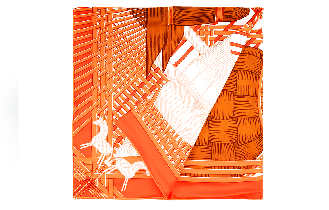 (Women) HERMES Orange Two Horses Silk Scarf for Women. H003684S-04 圖 4