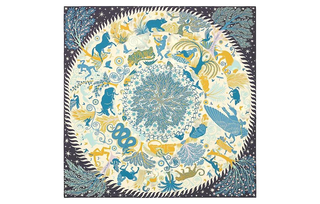 (Women) HERMES Orphée Charm Double-Sided Silk Scarf 90x90cm  Blue H903702S-06 圖 2