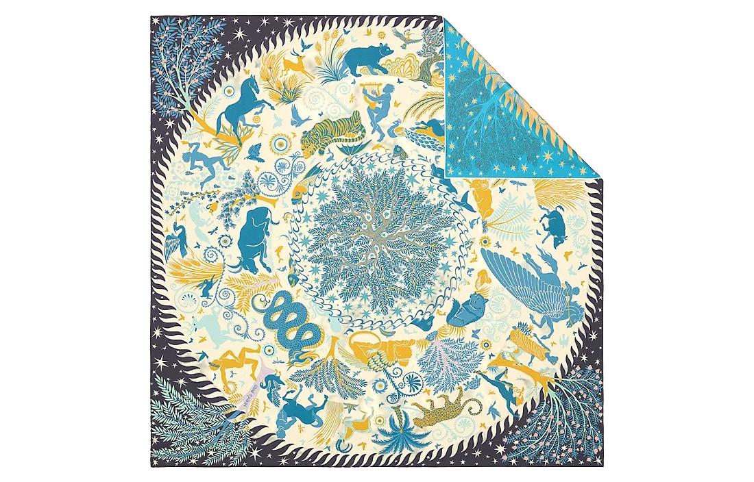 (Women) HERMES Orphée Charm Double-Sided Silk Scarf 90x90cm  Blue H903702S-06 圖 3