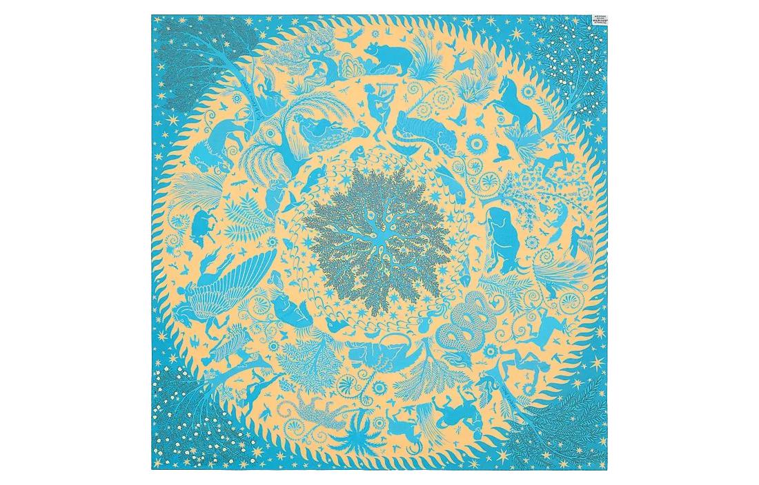 (Women) HERMES Orphée Charm Double-Sided Silk Scarf 90x90cm  Blue H903702S-06 圖 4