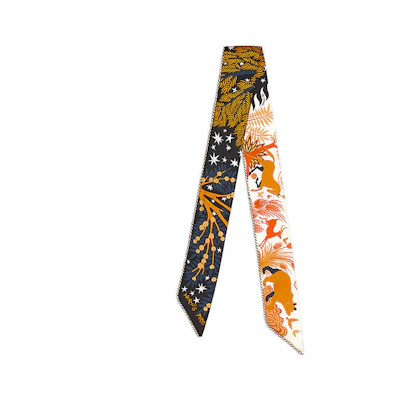 (Women) HERMES Orpheus Charm Baguette Twilly Silk Scarf for Women. H853702S09