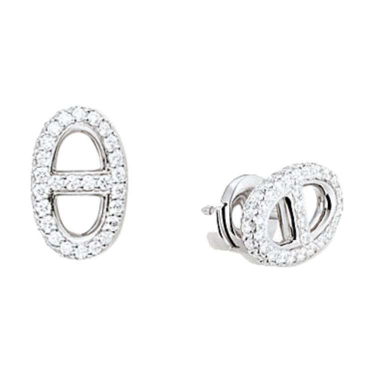 (Women) HERMES Oval Design 18K White Gold  Earrings Silver. 72466193
